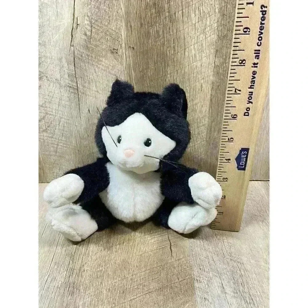 Vintage 80s Russ Caress Soft Pets Black White Cat #564 Plush Stuffed Carlton Jr - Picture 3 of 9